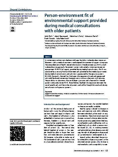 Vorschauseite 1: Person-environment fit of environmental support provided during medical consultations with older patients