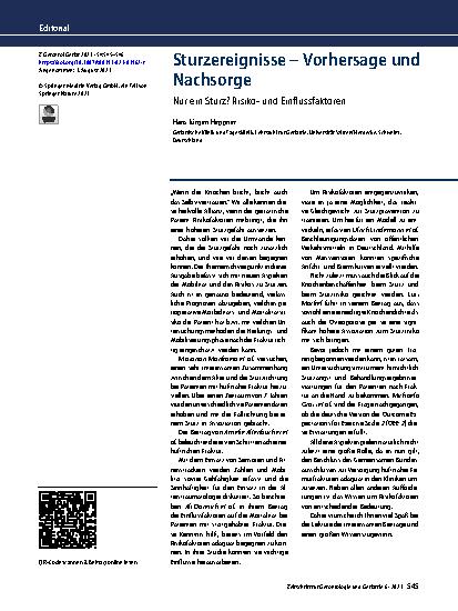 Vorschauseite 1: Sturzereignisse – Vorhersage und Nachsorge