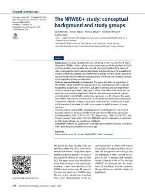 Vorschauseite 1: The NRW80+ study: conceptual background and study groups