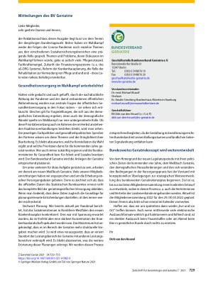 Vorschauseite 1: Mitteilungen des BV Geriatrie