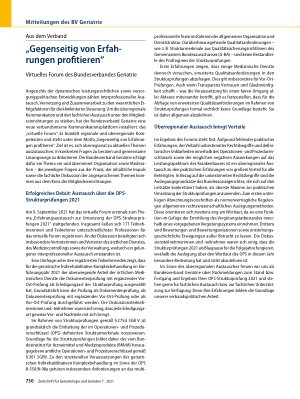 Vorschauseite 2: Mitteilungen des BV Geriatrie