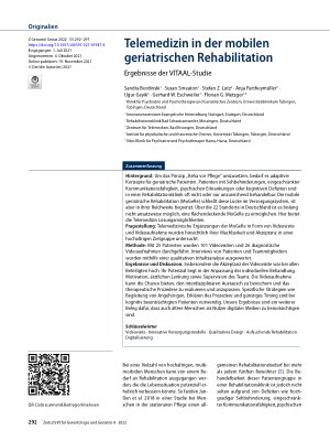 Vorschauseite 1: Telemedizin in der mobilen geriatrischen Rehabilitation
