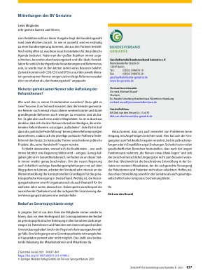 Vorschauseite 1: Mitteilungen des BV Geriatrie