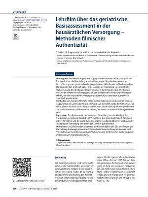 Vorschauseite 1: Lehrfilm über das geriatrische Basisassessment in der hausärztlichen Versorgung – Methoden filmischer Authentizität