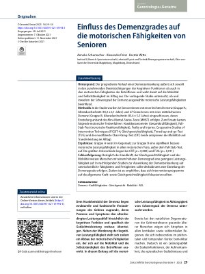 Vorschauseite 1: Einfluss des Demenzgrades auf die motorischen Fähigkeiten von Senioren