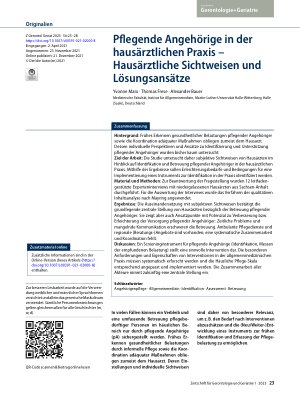 Vorschauseite 1: Pflegende Angehörige in der hausärztlichen Praxis – Hausärztliche Sichtweisen und Lösungsansätze