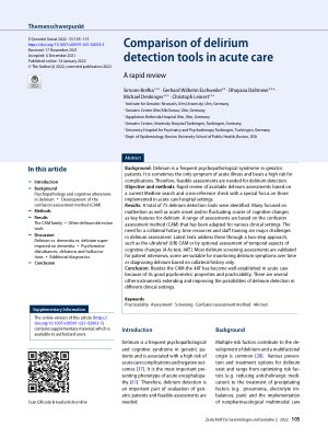 Vorschauseite 1: Comparison of delirium detection tools in acute care