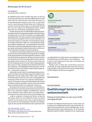 Vorschauseite 1: Mitteilungen des BV Geriatrie