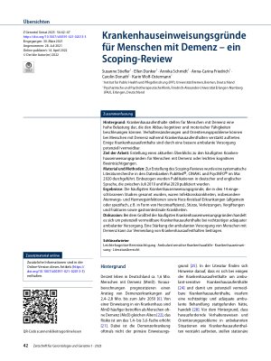 Vorschauseite 1: Krankenhauseinweisungsgründe für Menschen mit Demenz – ein Scoping-Review