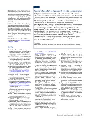 Vorschauseite 6: Krankenhauseinweisungsgründe für Menschen mit Demenz – ein Scoping-Review