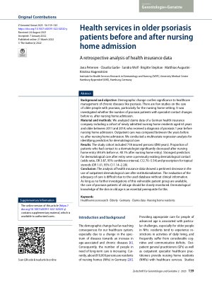 Vorschauseite 1: Health services in older psoriasis patients before and after nursing home admission