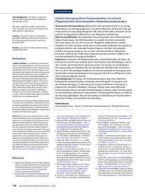 Vorschauseite 6: Health services in older psoriasis patients before and after nursing home admission