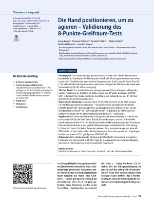 Vorschauseite 1: Die Hand positionieren, um zu agieren – Validierung des 8-Punkte-Greifraum-Tests