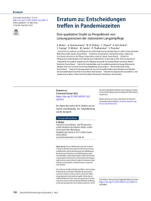 Vorschauseite 1: Erratum zu: Entscheidungen treffen in Pandemiezeiten