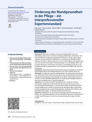 Vorschauseite 1: Förderung der Mundgesundheit in der Pflege – ein interprofessioneller Expertenstandard
