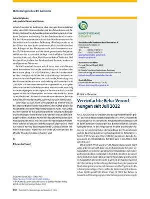 Vorschauseite 1: Mitteilungen des BV Geriatrie