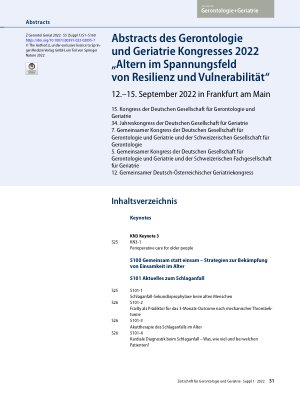 Vorschauseite 1: Abstracts des Gerontologie und Geriatrie Kongresses 2022 „Altern im Spannungsfeld von Resilienz und Vulnerabilität“