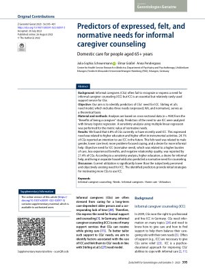 Vorschauseite 1: Predictors of expressed, felt, and normative needs for informal caregiver counseling