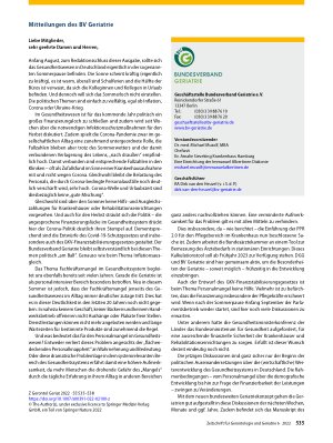 Vorschauseite 1: Mitteilungen des BV Geriatrie