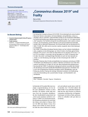 Vorschauseite 1: „Coronavirus disease 2019“ und Frailty