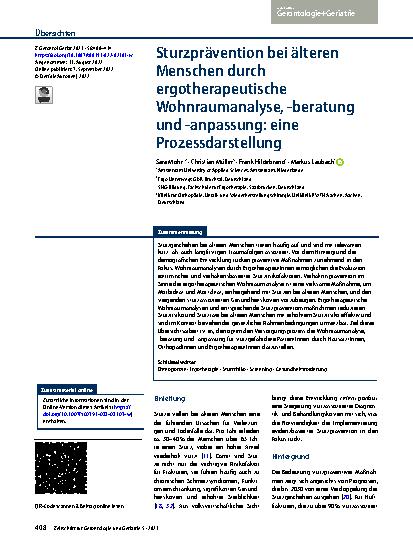 Vorschauseite 1: Sturzprävention bei älteren Menschen durch ergotherapeutische Wohnraumanalyse, -beratung und -anpassung: eine Prozessdarstellung