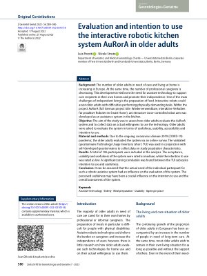 Vorschauseite 1: Evaluation and intention to use the interactive robotic kitchen system AuRorA in older adults