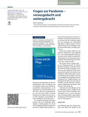 Vorschauseite 1: Fragen zur Pandemie – vorausgedacht und weitergebracht