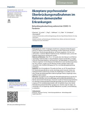 Vorschauseite 1: Akzeptanz psychosozialer Überbrückungsmaßnahmen im Rahmen demenzieller Erkrankungen