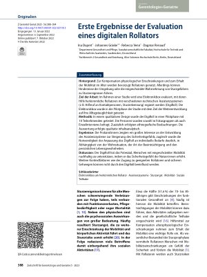 Vorschauseite 1: Erste Ergebnisse der Evaluation eines digitalen Rollators