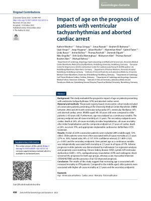 Vorschauseite 1: Impact of age on the prognosis of patients with ventricular tachyarrhythmias and aborted cardiac arrest