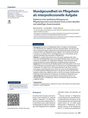 Vorschauseite 1: Mundgesundheit im Pflegeheim als interprofessionelle Aufgabe