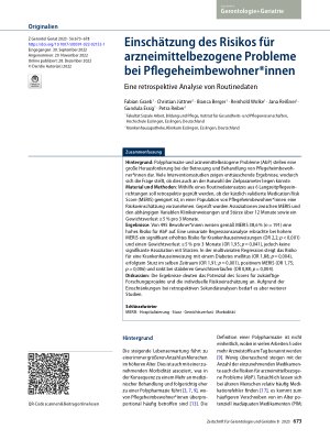 Vorschauseite 1: Einschätzung des Risikos für arzneimittelbezogene Probleme bei Pflegeheimbewohner*innen