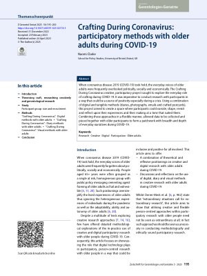 Vorschauseite 1: Crafting During Coronavirus: participatory methods with older adults during COVID-19
