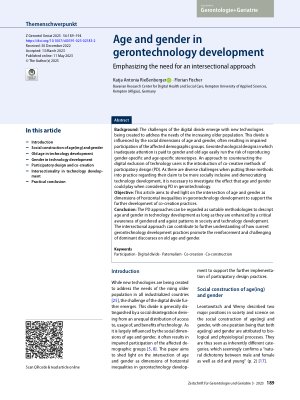 Vorschauseite 1: Age and gender in gerontechnology development