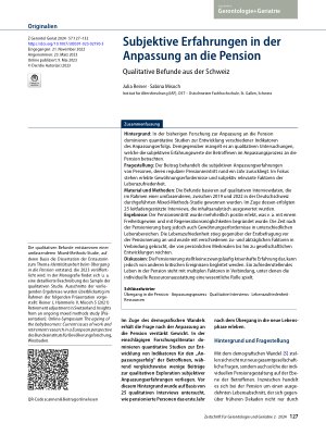 Vorschauseite 1: Subjektive Erfahrungen in der Anpassung an die Pension