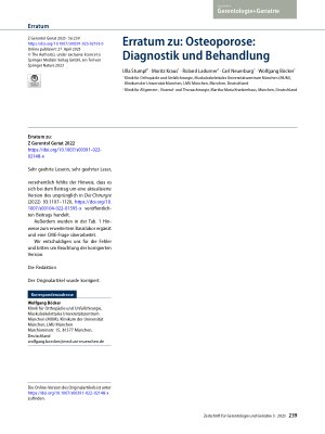 Vorschauseite 1: Erratum zu: Osteoporose: Diagnostik und Behandlung