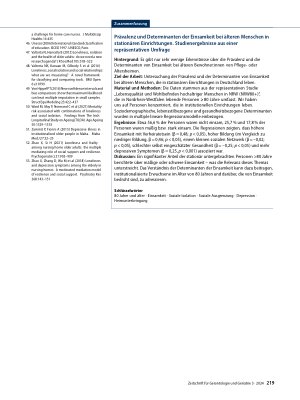 Vorschauseite 6: Prevalence and determinants of loneliness among the oldest old living in institutionalized settings