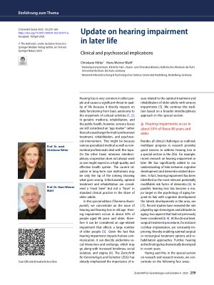 Vorschauseite 1: Update on hearing impairment in later life