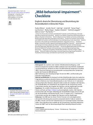 Vorschauseite 1: "Mild Behavioral Impairment"-Checkliste