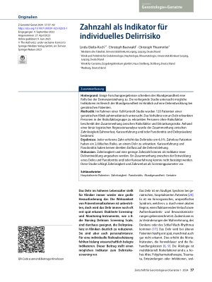 Vorschauseite 1: Zahnzahl als Indikator für individuelles Delirrisiko