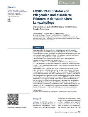 Vorschauseite 1: COVID-19-Impfstatus von Pflegenden und assoziierte Faktoren in der stationären Langzeitpflege
