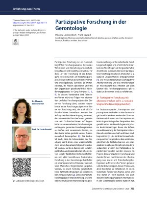 Vorschauseite 1: Partizipative Forschung in der Gerontologie