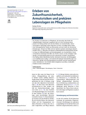 Vorschauseite 1: Erleben von Zukunftsunsicherheit, Armutsrisiken und prekären Lebenslagen im Pflegeheim