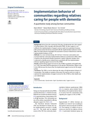 Vorschauseite 1: Implementation behavior of communities regarding relatives caring for people with dementia