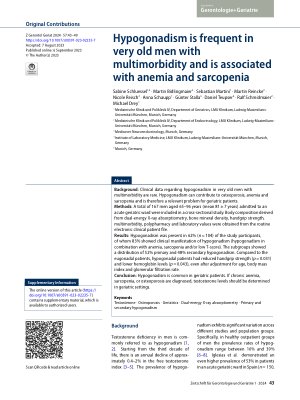Vorschauseite 1: Hypogonadism is frequent in very old men with multimorbidity and is associated with anemia and sarcopenia.
