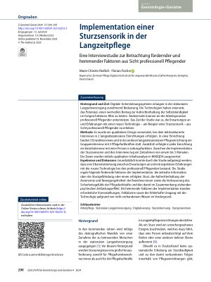 Vorschauseite 1: Implementierung einer Sturzsensorik in der Langzeitpflege