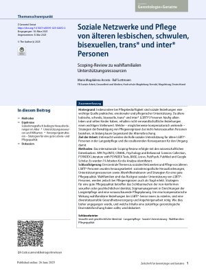 Vorschauseite 1: Soziale Netzwerke und Pflege von älteren lesbischen, schwulen, bisexuellen, trans* und inter* Personen