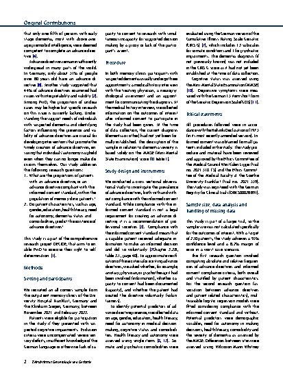 Vorschauseite 2: Advance directives in German memory clinics