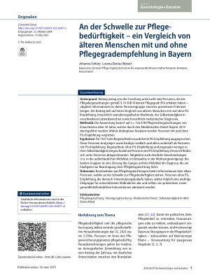 Vorschauseite 1: An der Schwelle zur Pflegebedürftigkeit – ein Vergleich von älteren Menschen mit und ohne Pflegegradempfehlung in Bayern