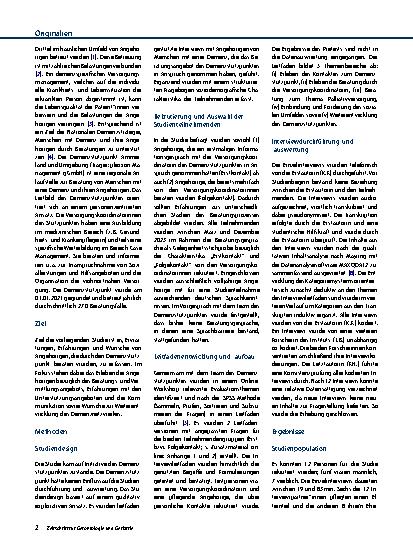 Vorschauseite 2: Beratung für Angehörige von Menschen mit Demenz – Ergebnisse der qualitativen Evaluation eines Demenzstützpunktes